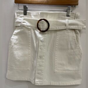 White Mini Skirt with Belt